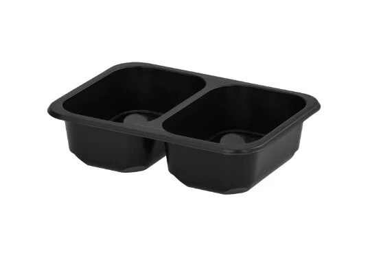 Meal tray 2 compartments 227x178x32mm black